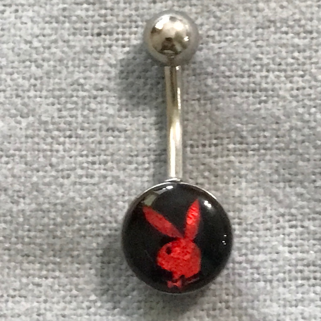 Playboy Red Logo Surgical Stainless Steel 14g Nava Playboy Red Logo Surgical Stainless Steel 14g Nava